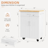 Shintenchi Kitchen Island Cart with Storage,Rolling Side Table on Wheels with Large Worktop, Cabinet,Towel Rack and Drawers for Kitchen,Dinning Room, White
